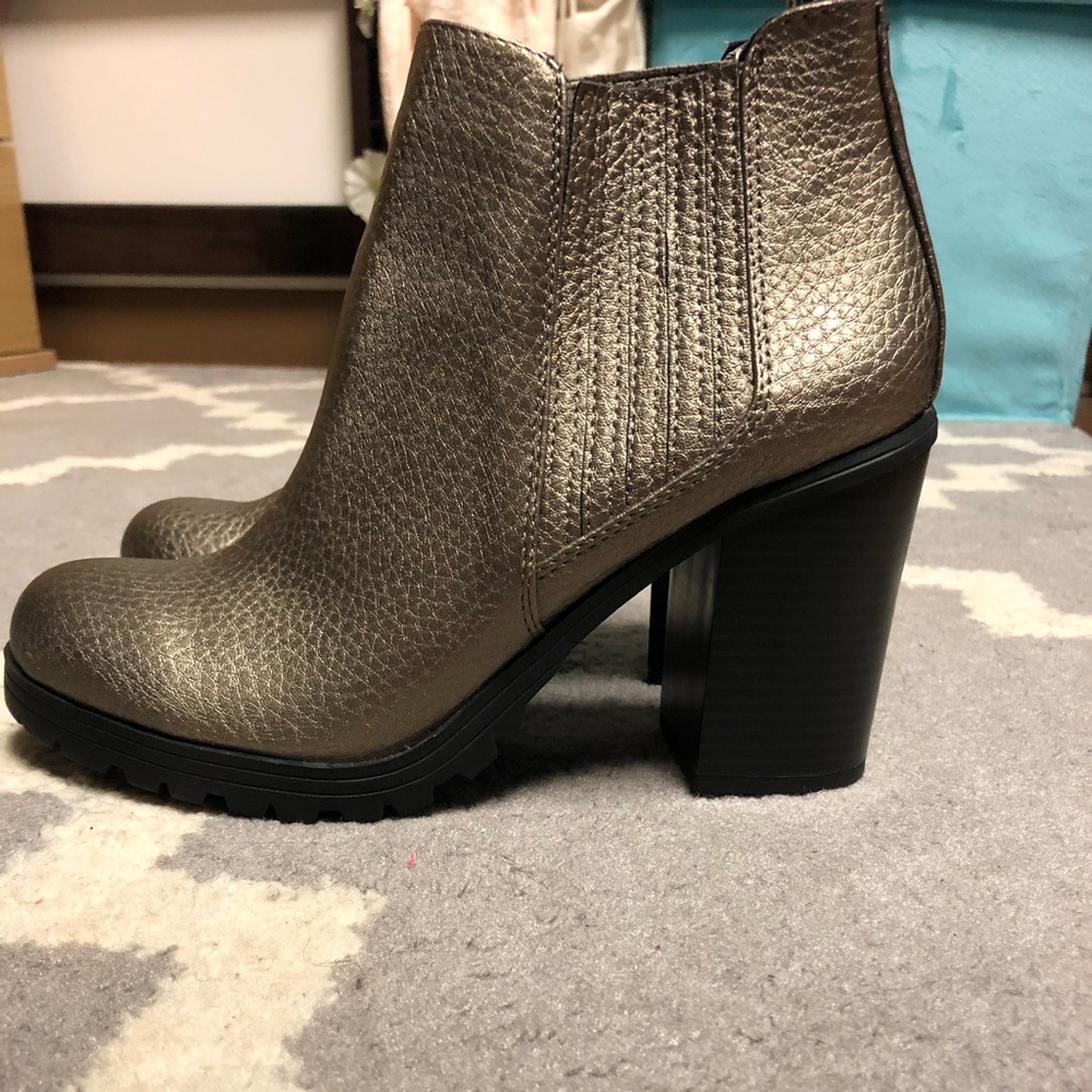 Gold snakeskin boots by Sam & Libby